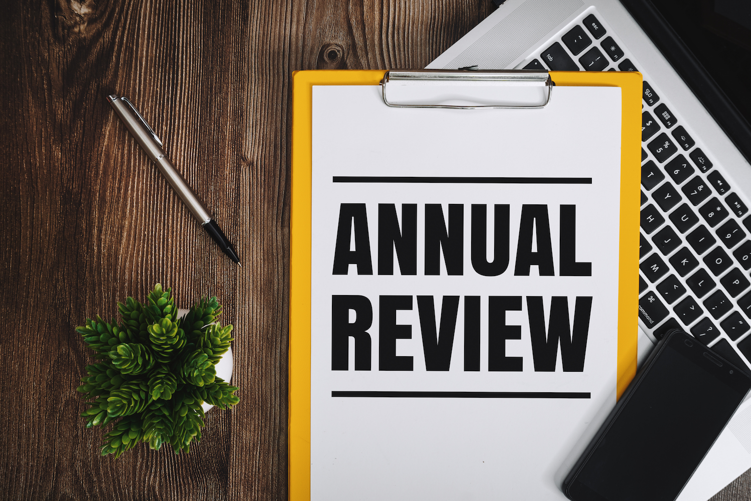 clipboard with the words annual review